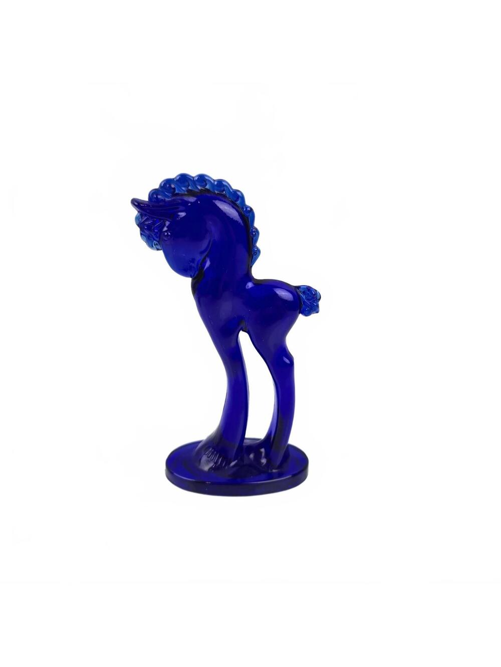 Cobalt Blue Glass Mosser Trojan Horse 5.5 inch  Pony Figurine Figure